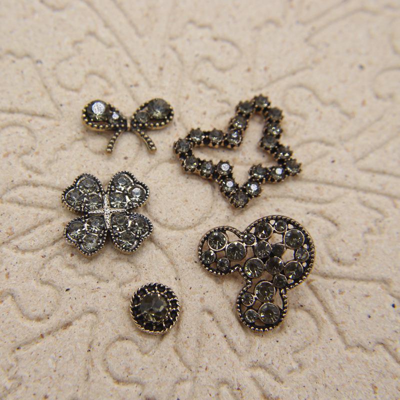 Antique Bronze Rhinestone Mickey & Butterfly Hair Clips