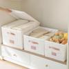NEOVIVA Storage Box with Lid, Foldable, Cute Storage Case, Clothing Storage Basket, Stylish, Large Capacity, Durable, White, Size S