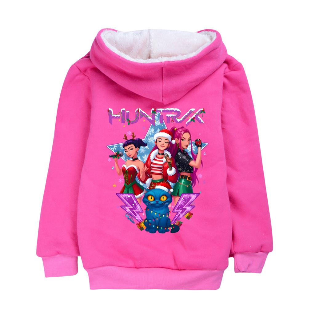 5088 Neujahr Weihnachten Kinder Mädchen Kpop Zoey Mira Rumi Print Langarm Samt Warme Jacke