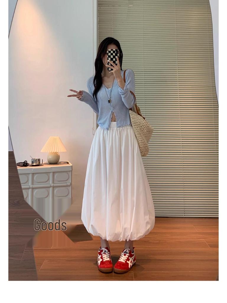 Women's White Bud Hepburn Midi Skirt - 2026 Spring/Summer Collection
