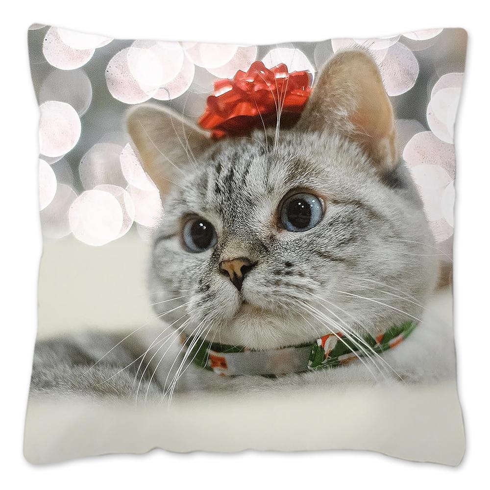 Veselé Vánoce Nora Kočka Povlak na polštář Tisková série Domov Čtvercový Kancelář Potah na polštář