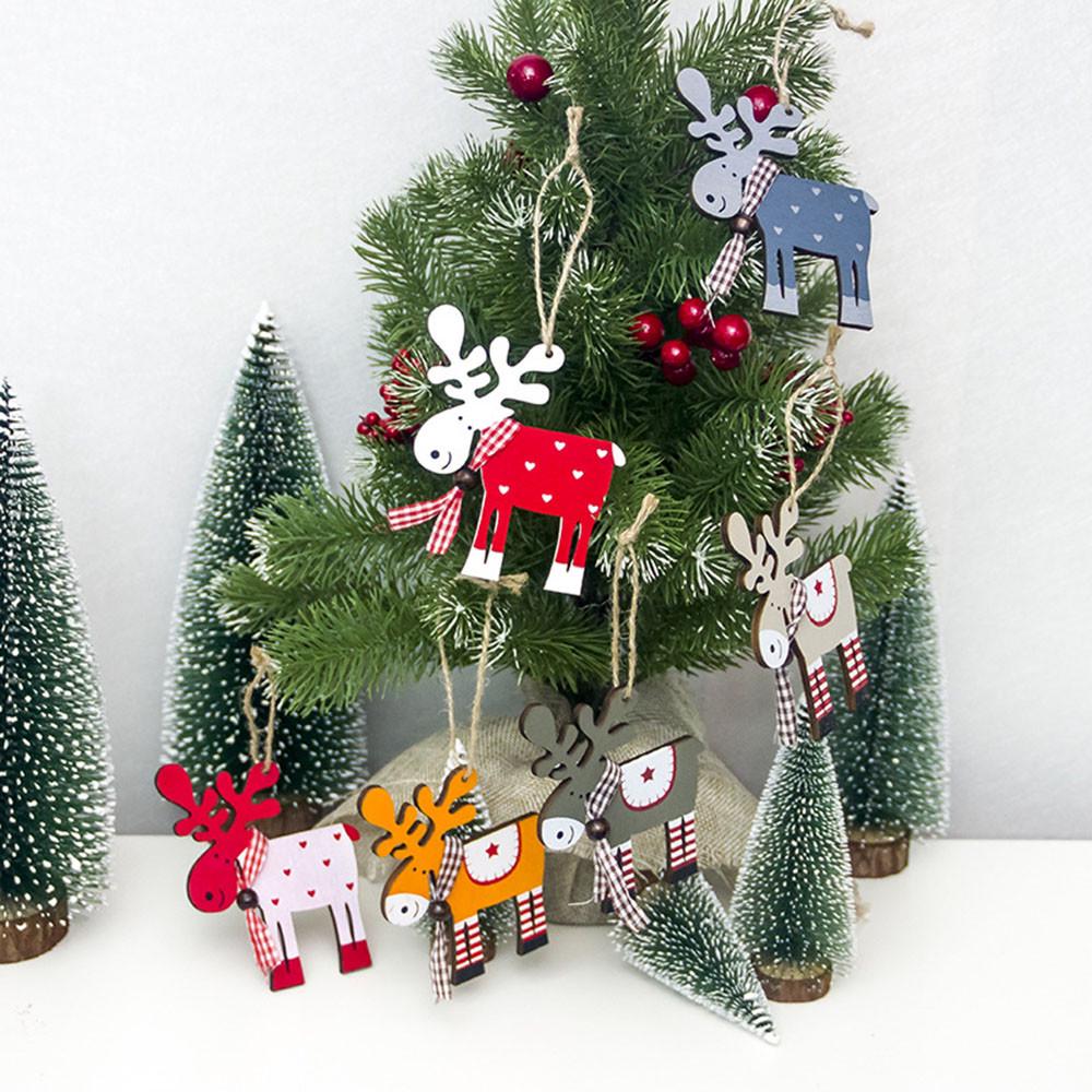 BESTOYARD Decoraciónde Madera Colgante en Forma de Alce Ciervo para Adorno de Árbol de Navidad 10pcs