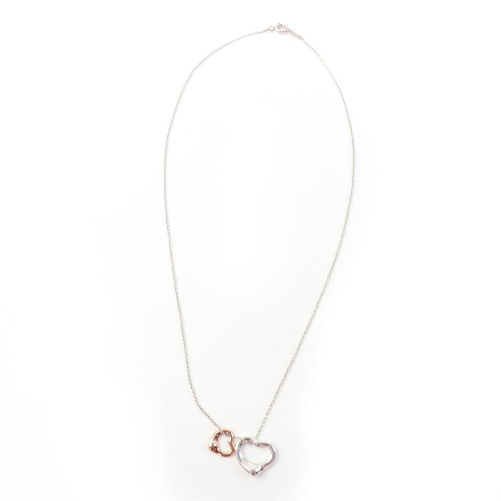Excellent TIFFANY&Co. Necklace Open Heart Pendant Combination Silver AG925 Women Used