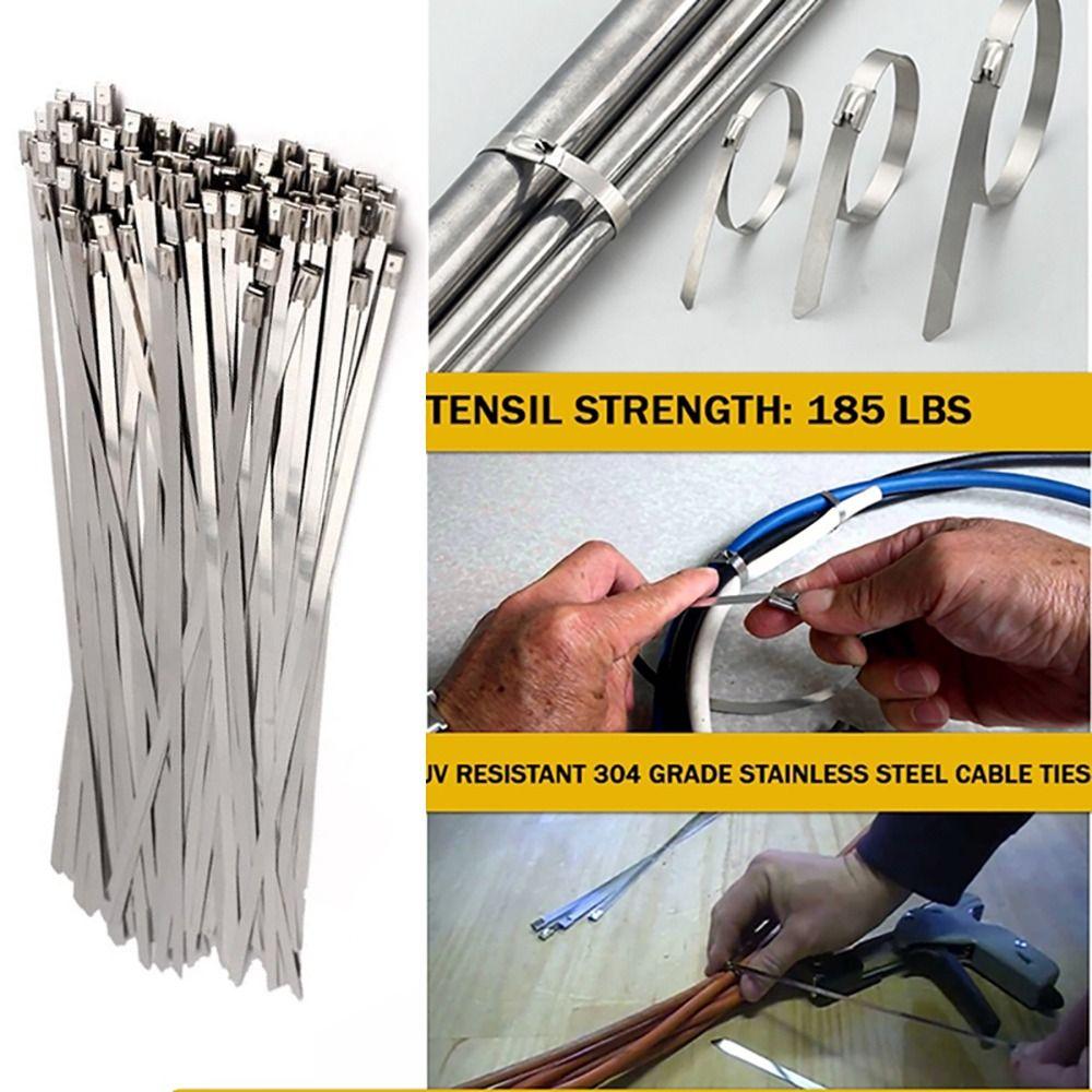 20Pcs Exhaust Wrap Cable Zip Tie 4.6mm Locking Ties New 304 Stainless Steel Cable Ties