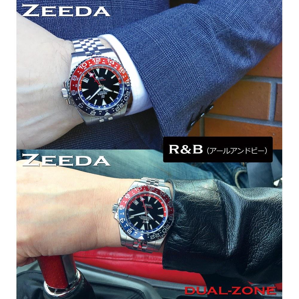 ZEEDA Automatic Mechanical GMT Wristwatch 40mm Bezel 24-Hour Dual-Zone Men and Women