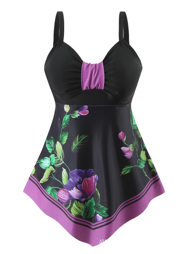 2025 European & American Plus Size Boyleg Quick-Dry Tankini Swimsuit