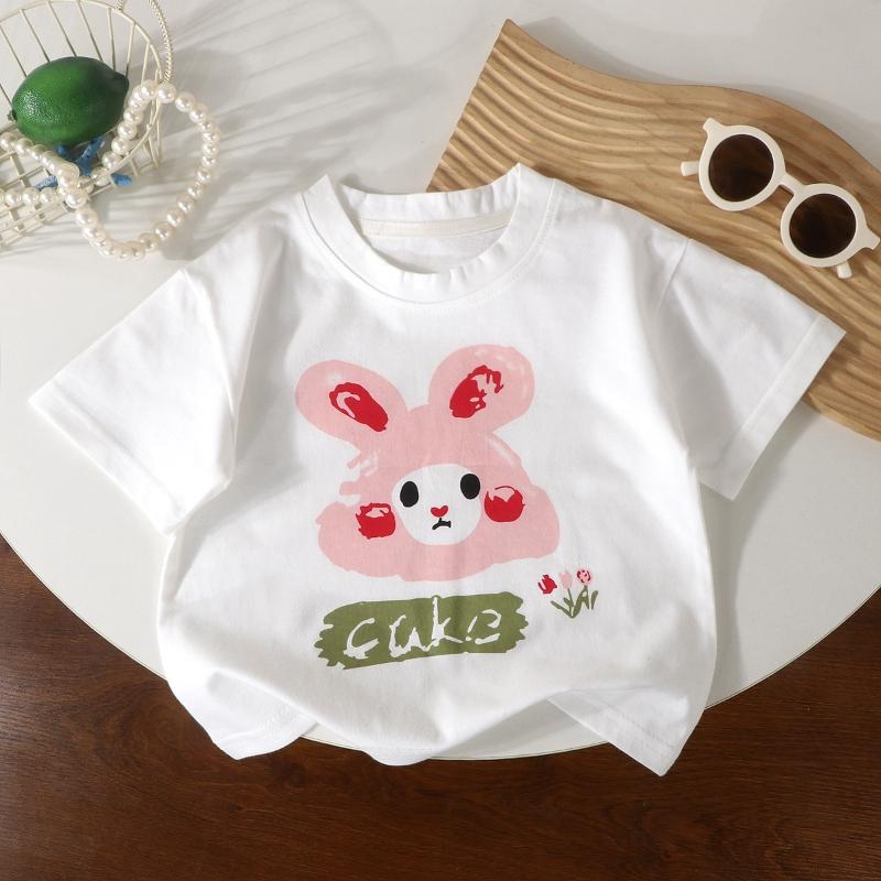 Boys T-shirts Summer Tops for Kids Cartoon Short-sleeve Girls Tees Candy Color Children Shirts Cotton Teenager Clothes