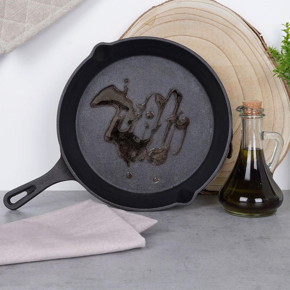 Cast Iron Pan for Gas Induction Grill Fireplace To Oven Plate 25 Cm