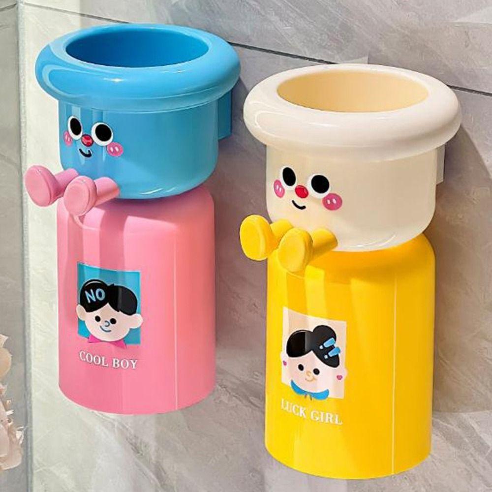 Punch Free Cute Toothbrush Holder Dopamine Children's Toothbrush Cup Set for Home