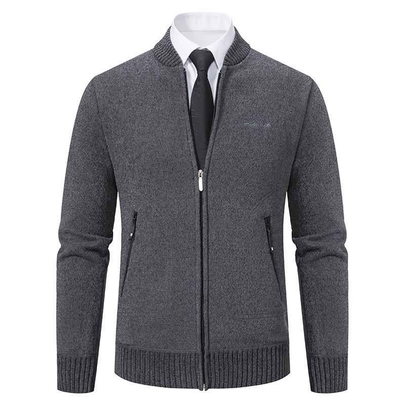 2025 Knitwear Spring and Autumn Men's Stand-up Collar Thick Warm Cardigan Sweater Winter Loose Casual Coat
