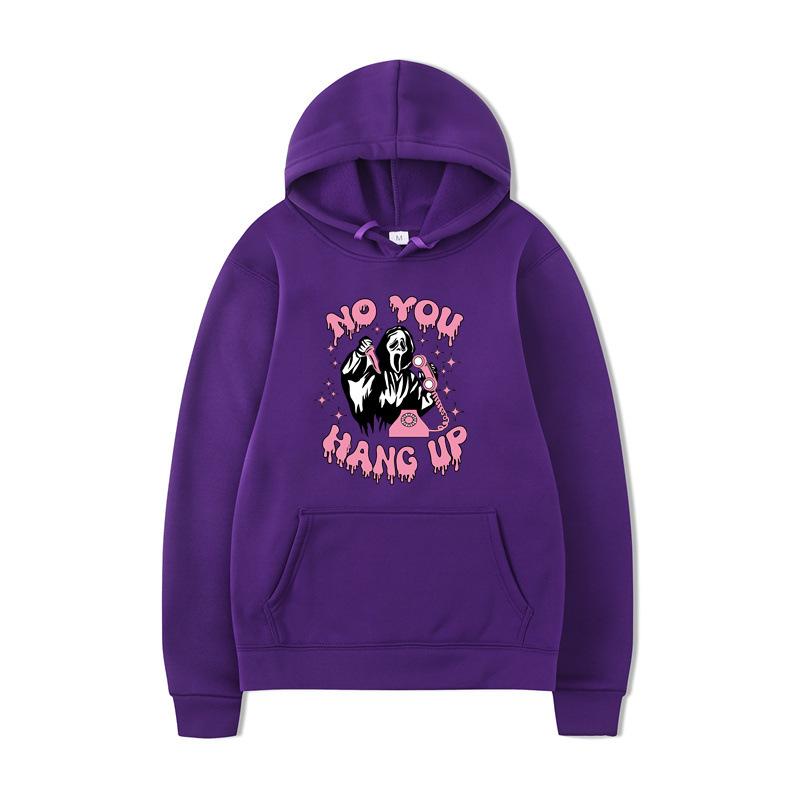 No You Hang Up Halloween with Heart Prints Hoodies Men Long Sleeve Sweatshirts Women Harajuku Streetwear Pullovers Sudaderas