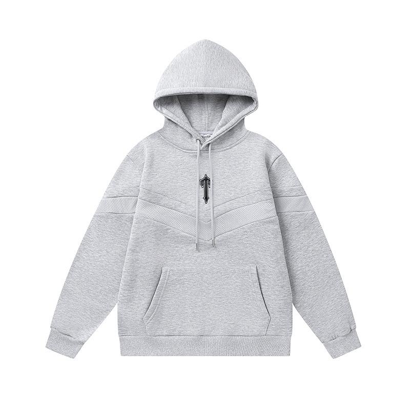 Foreign trade new rainbow color matching letter embroidery velvet loose hooded sweater casual trousers set men and women the same style