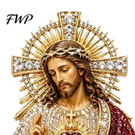 Sacred Heart Of Jesus Brooch of Brooch, Christian Confirmation Pin with Enamel Gift For Believers Finish, Religious Jewelry for Women Men Devotional