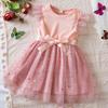 Vestito estivo da principessa per bambina con tessuto a rete sfumato per bambine piccole