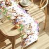 Vintage Easter Bunny Table Runner Polyester Rabbit Eggs Flower Table Flag Easter Decorations For Home Kitchen Dining Table Decor
