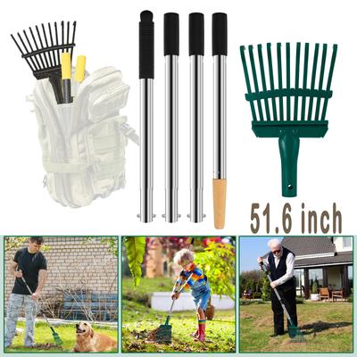 Gartenrechen 51,6 Zoll Verstellbarer Langer Griff Mit 11 Zinken Hohe Festigkeit Laubrechen für Herbstgarten