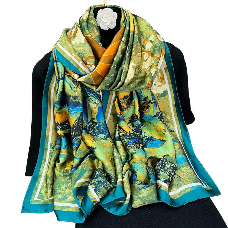 New Lijin satin simulation silk scarf scarf shawl women's spring and autumn outer wear winter Korean version versatile dual-use