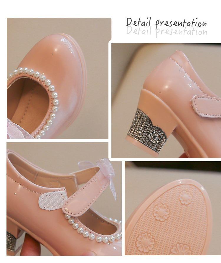 Koreanischer Stil Mädchen Schleife Hoher Absatz Prinzessin Tanzschuhe für Kinder