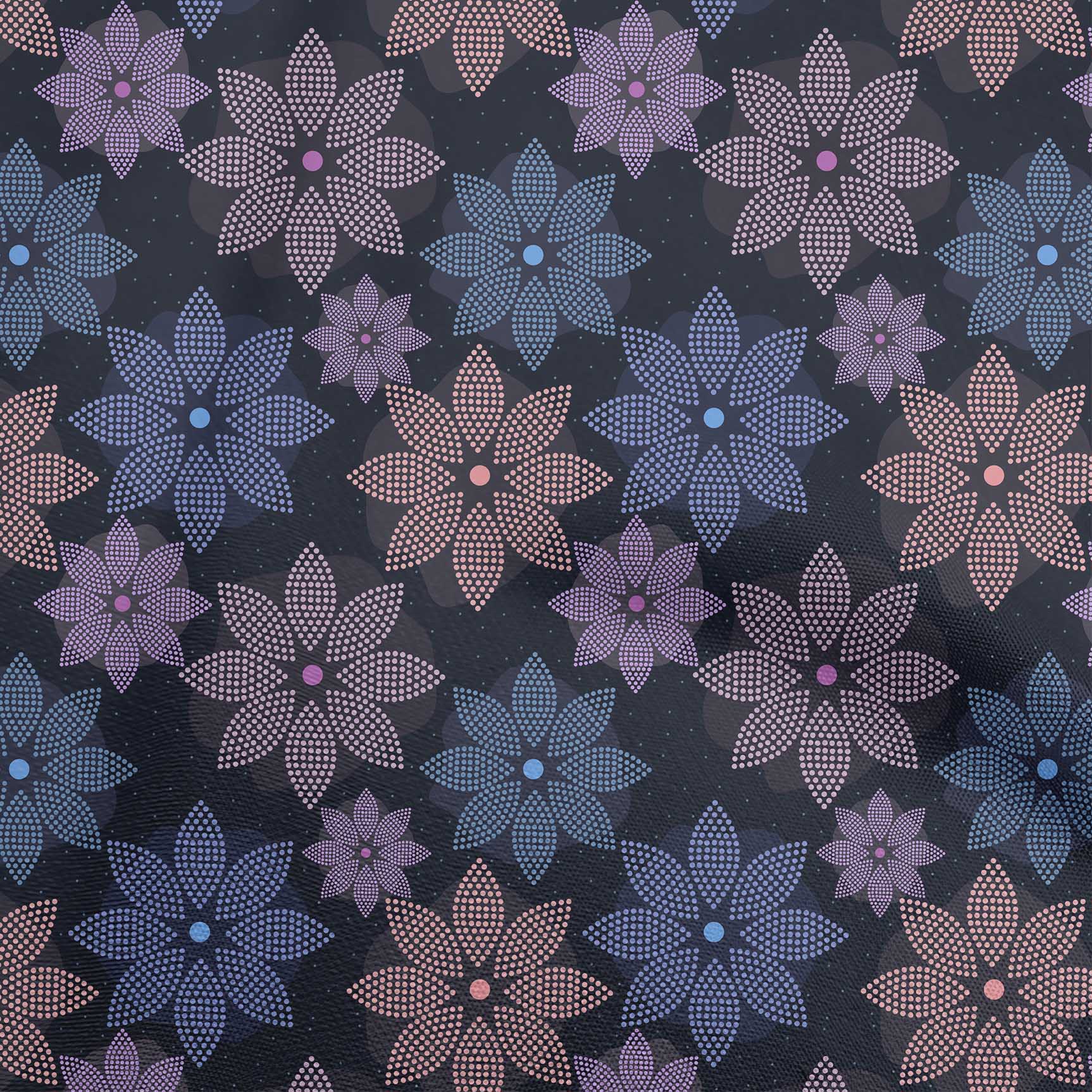 

oneOone Cotton Flex Grey Тканина з квітковим малюнком у крапках Шитье одягу своїми руками у дворі, 40 дюймів 42 Inch Wide - Viscose Chiffon темно-синього кольору