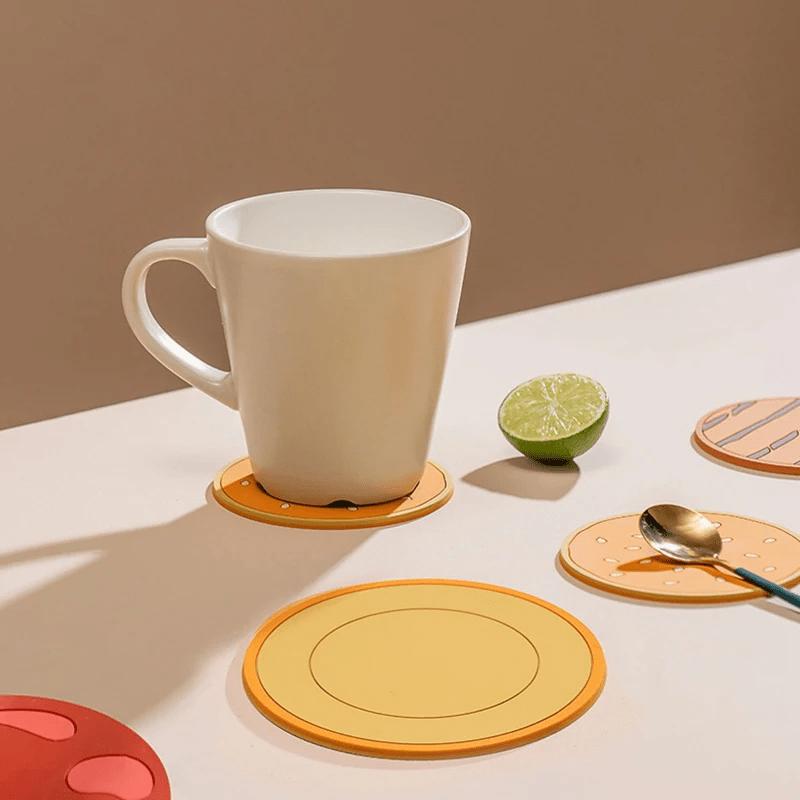 8ks/set Burger Shape Coaster Kreativní podložka na šálek Silikonová izolační podložka Držák na hrnek Kuchyňka Jídelní bar Stolní dekorace Dětský dárek
