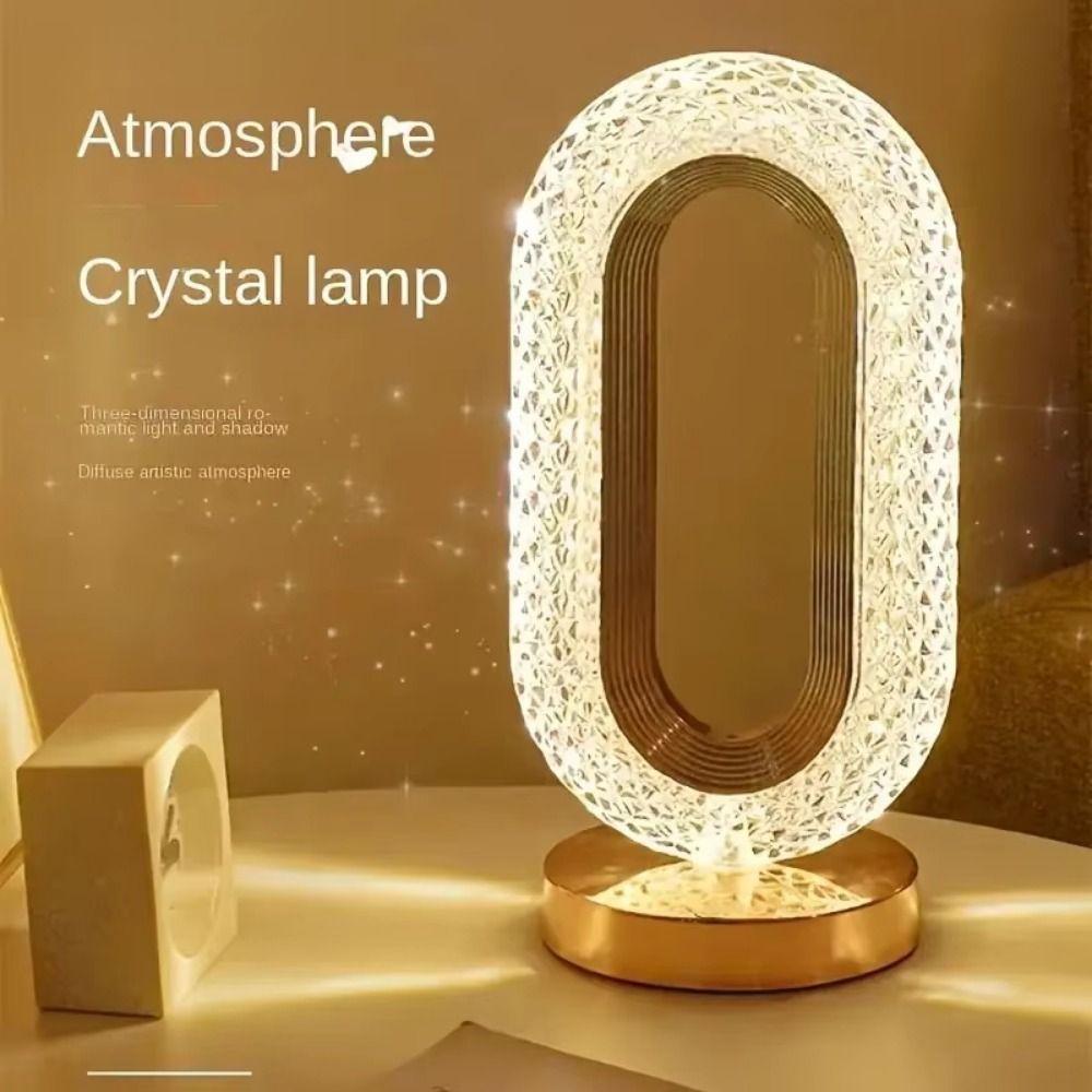 Cordless Crystal Night Light Touch Control Dimmable Star Bedside Lamp Romantic 3 Light Colors Decorative Lighting Dining Room