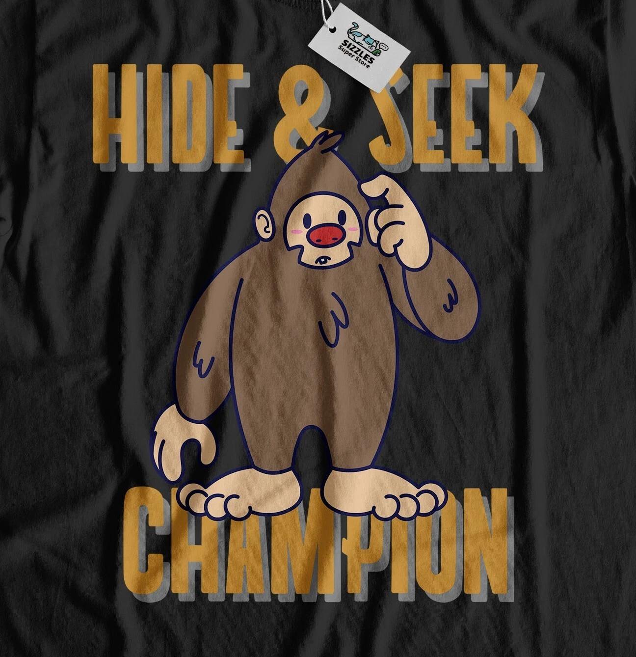 Hide & Seek Champion! Unisex Funny Bigfoot T-Shirt Finding Sasquatch Gifts 3XL