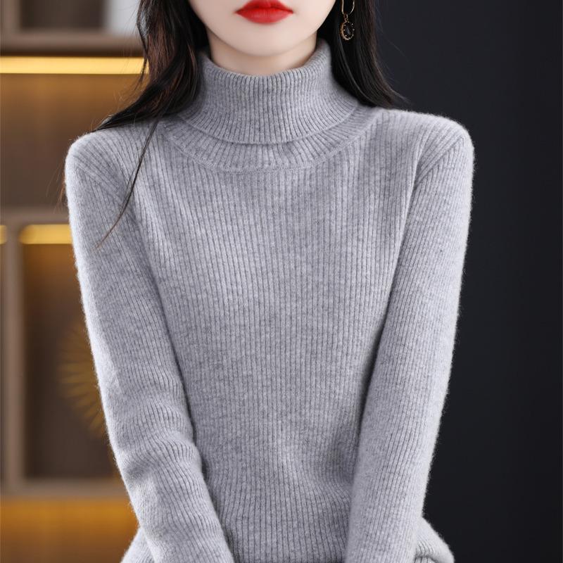 Women's Thickened Slim-Fit High-Neck Sweater - Autumn/Winter Pullover Knitted Base Layer with High-End Feel