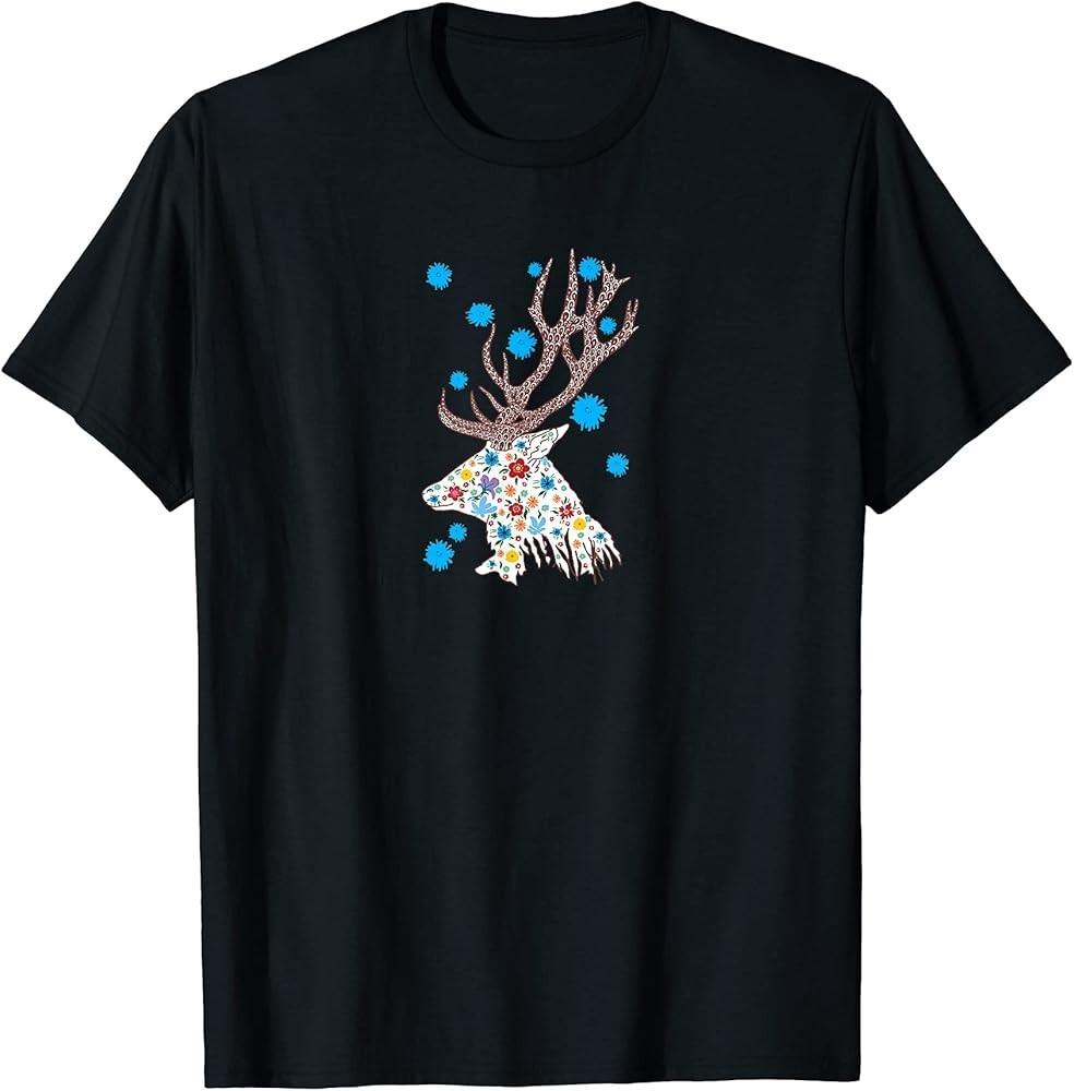 Deer Flowers Antlers T-Shirt Unisex T-Shirt XL