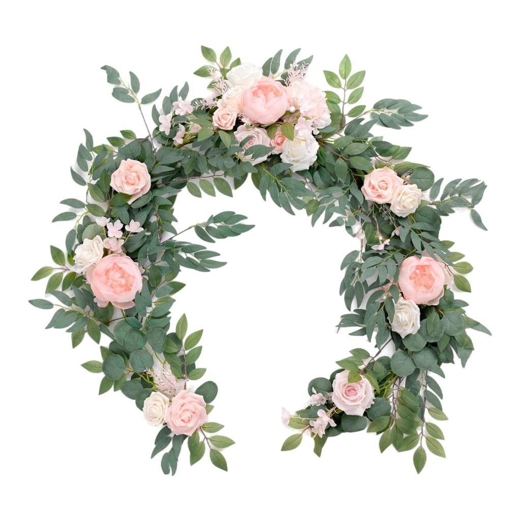 Artificial Flower Garland Table Runner 1.8 M Long Fake Rose Flower Vine for Wedding Bridal Shower Backdrop Indoor Outdoor Arch