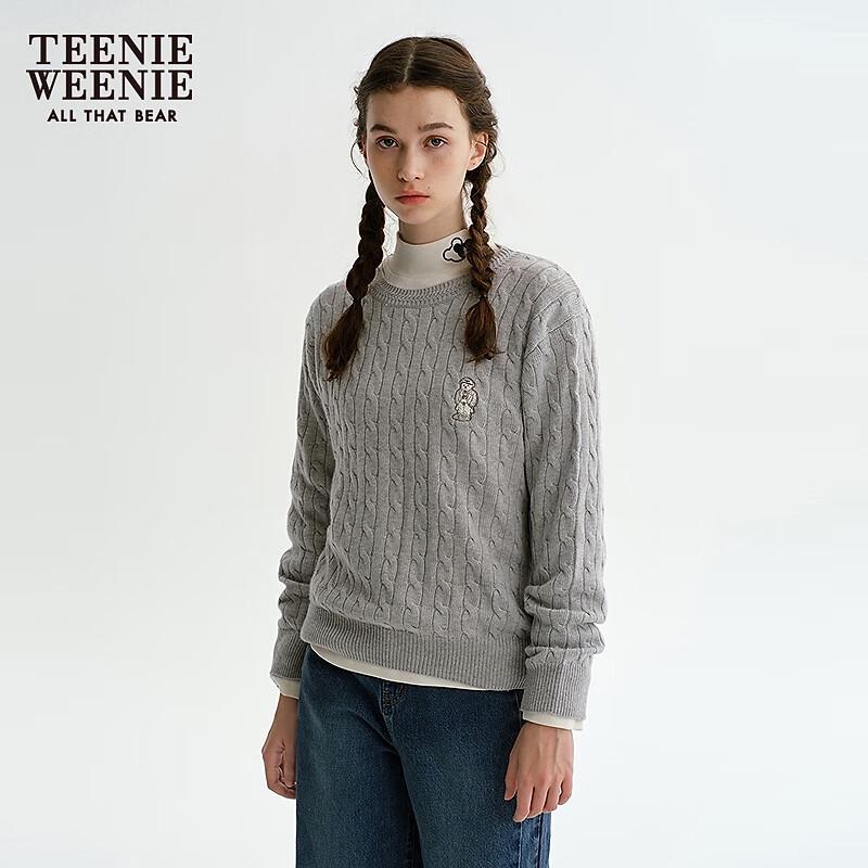 Teenie Weenie Women's Cable Knit Round Neck Sweater