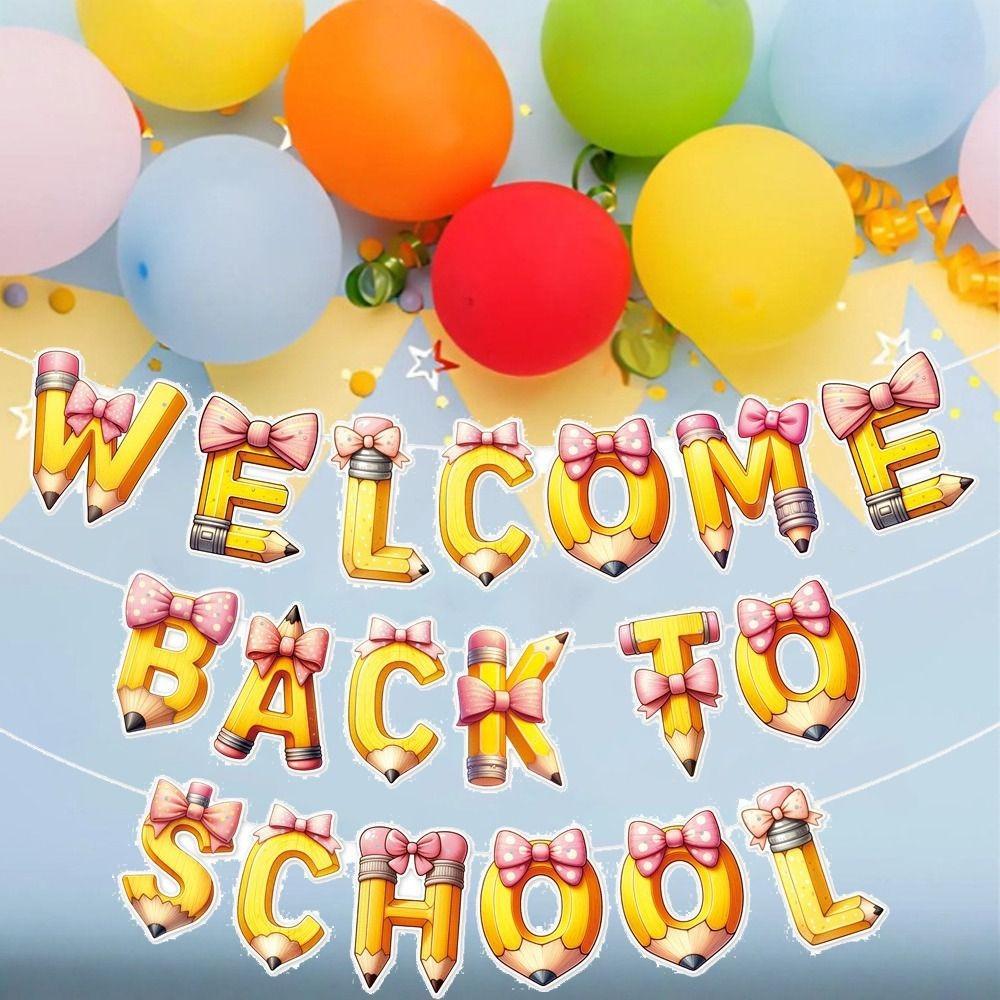 Cartoon School Season Banner Paper Background Hanging Flag  for Birthday Party Decor