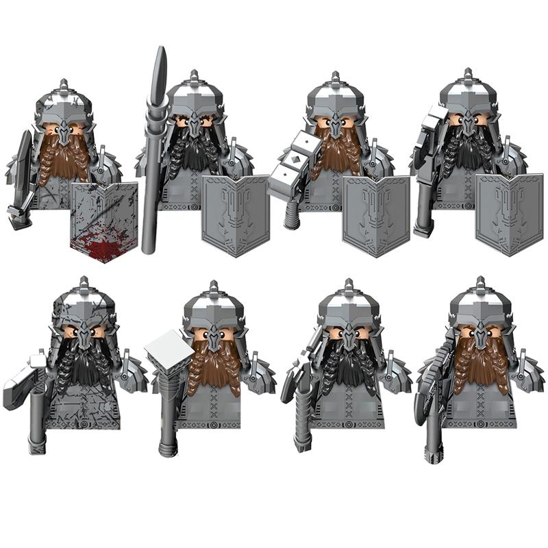 New MOC LOTR Soldier Dwarf Army Figures Armor Guard Warrior Medieval Knights Building Blocks Bricks Toys Gifts