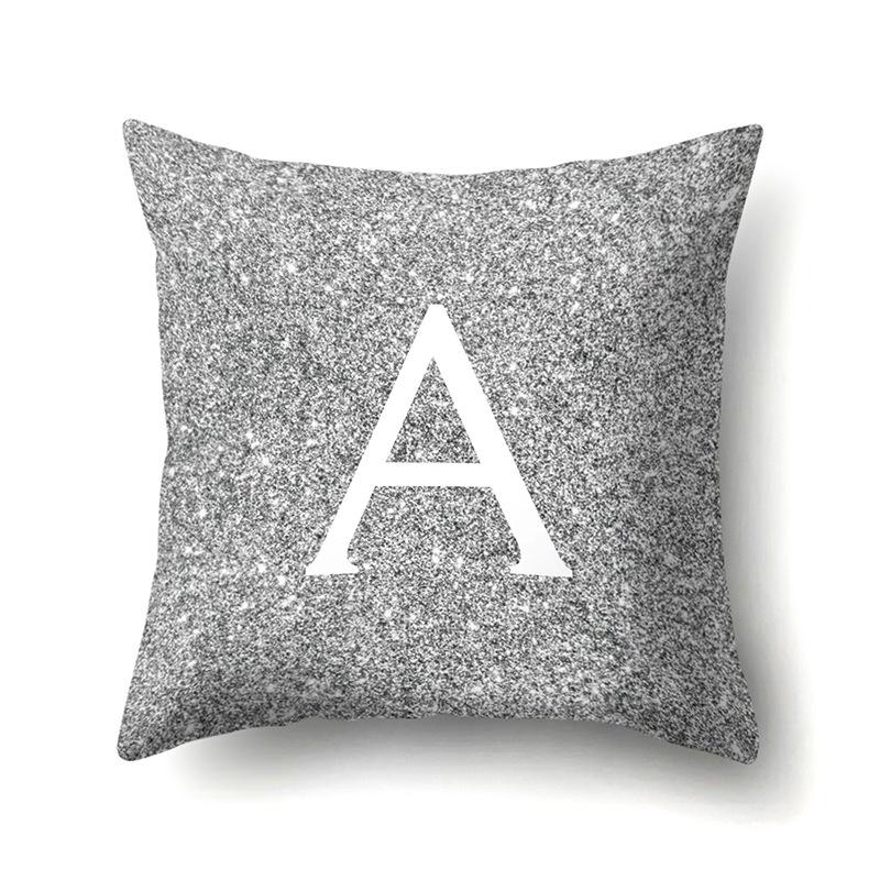 Polyester Pillowcase Home Decoration Gray Bottom Pillowcase 26 English Letter Cushion Cover