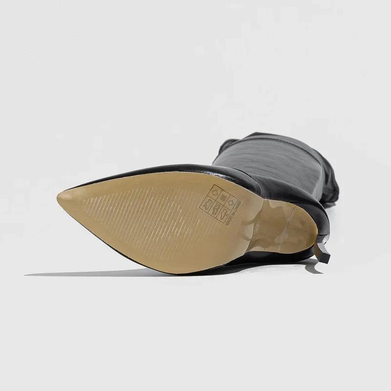 Fashion Eilyken Winter PU Leather Pointed Toe Over-the-Knee Boots Women Thigh High Long Booties Sexy Stiletto Heels Nightclub Prom Shoes