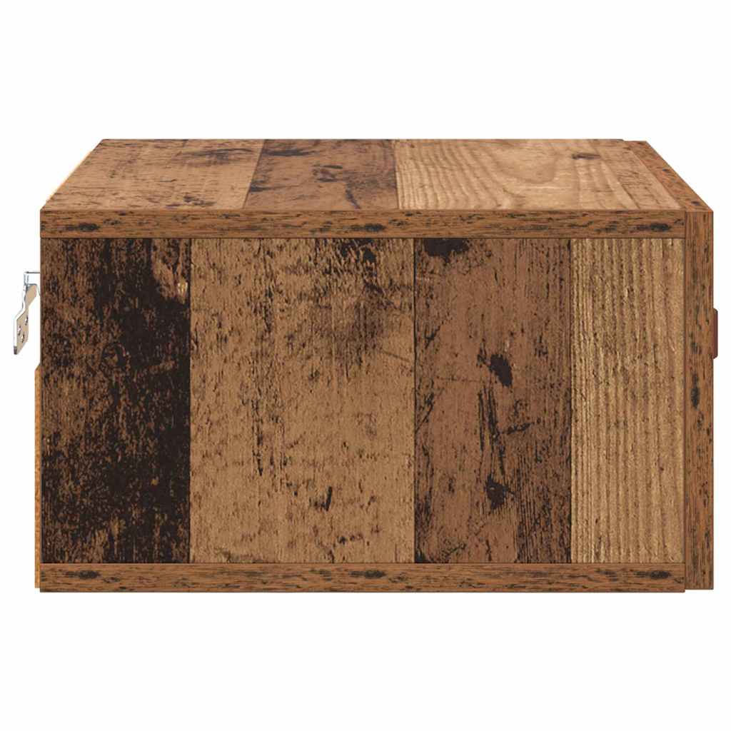 Wall Mounted Nightstand Reclaimed Wood Look 35 x 35 x 20 cm