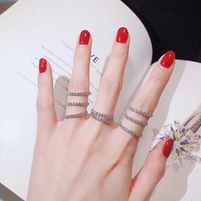 Ring Damen-Volleyballteam Diamant Zeigefinger Ins Trendiges Nischendesign Japanischer leichter Luxus High-End Voll-Diamant Modisch