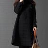 Lady Dress Solid Color Stand Collar Casual Loose Knee Length Winter Dress for