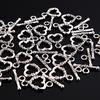 20 Sets Tibetan Silver Charms Heart Clasps Beads for Jewelry Making Findings Diy Women Bracelet Necklace Metal Toggle Hooks