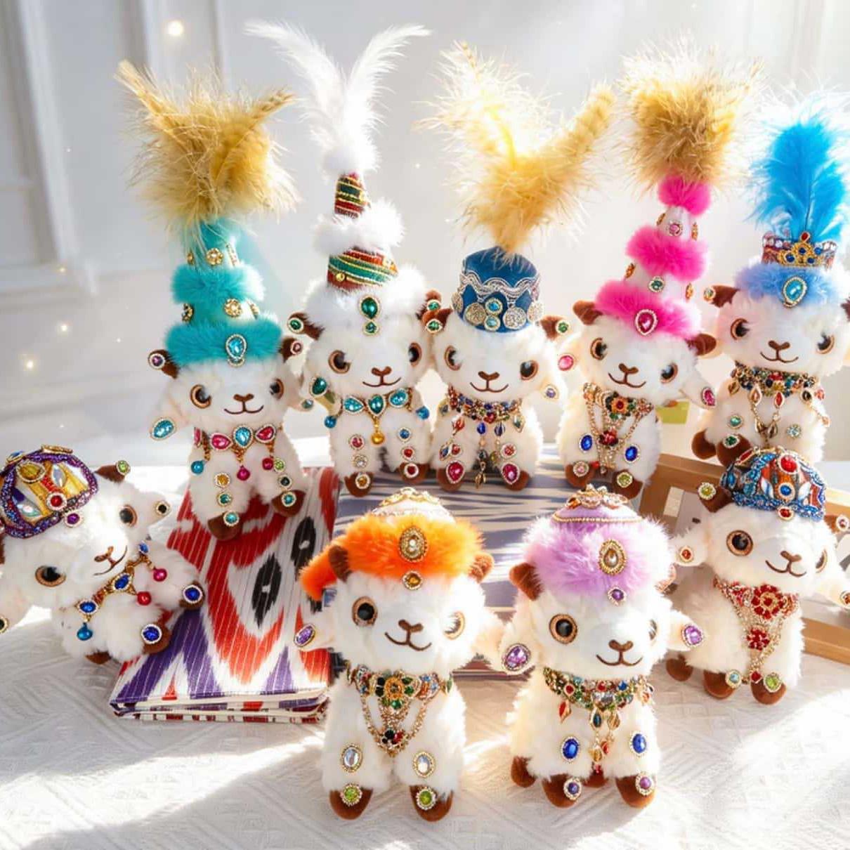 Xinjiang Little Lamb Plush Hat and DIY Doll Accessories Approx. 13 cm Gold Buckle Version