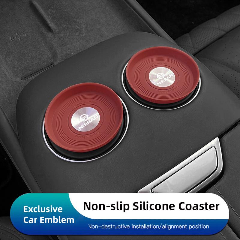2Pcs Car Anti Slip Silicone Anti Slip Coaster For Nissan GTR NISMO Qashqai Patrol X-trail Tiida Navara Sylphy Juke Teana Skyline