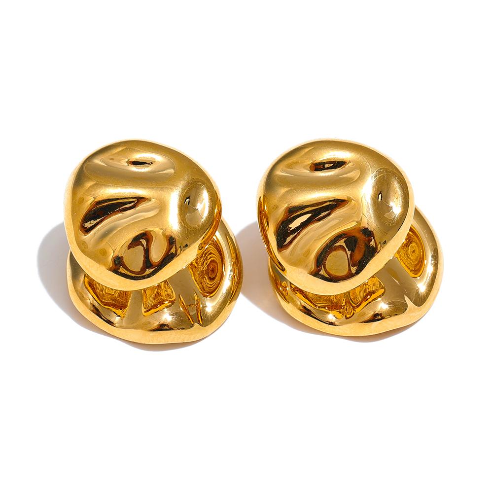 Yhpup Statement Metal Hammer Geometric Unusual Combination Earrings 316L Stainless Steel Texture Daily Jewelry for Women