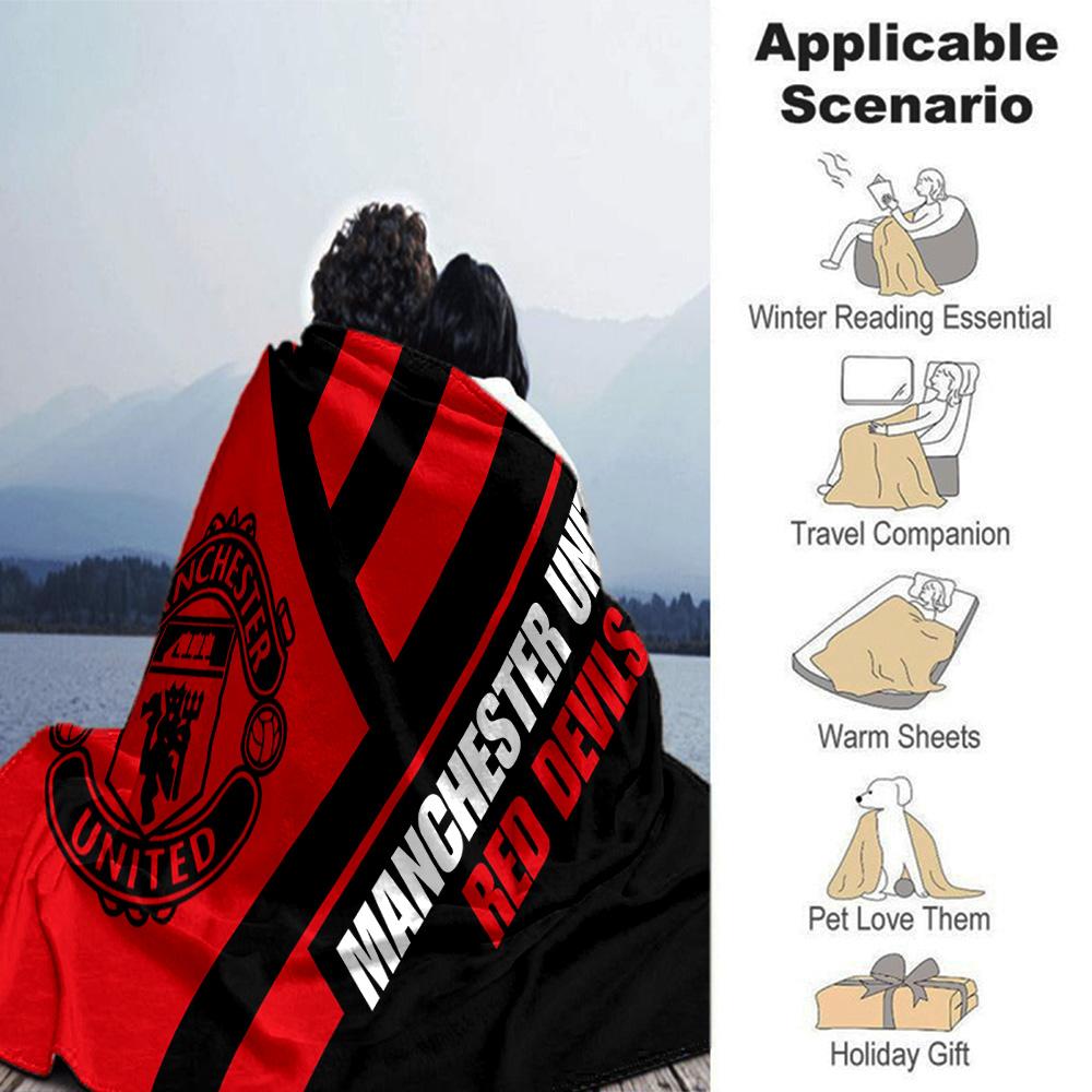 Coperta in Flanella con Stemma di Manchester, Morbido Poliestere, Design Moderno, Per Tutte le Stagioni per Campeggio, Viaggi, Regali per le Feste o Compleanni