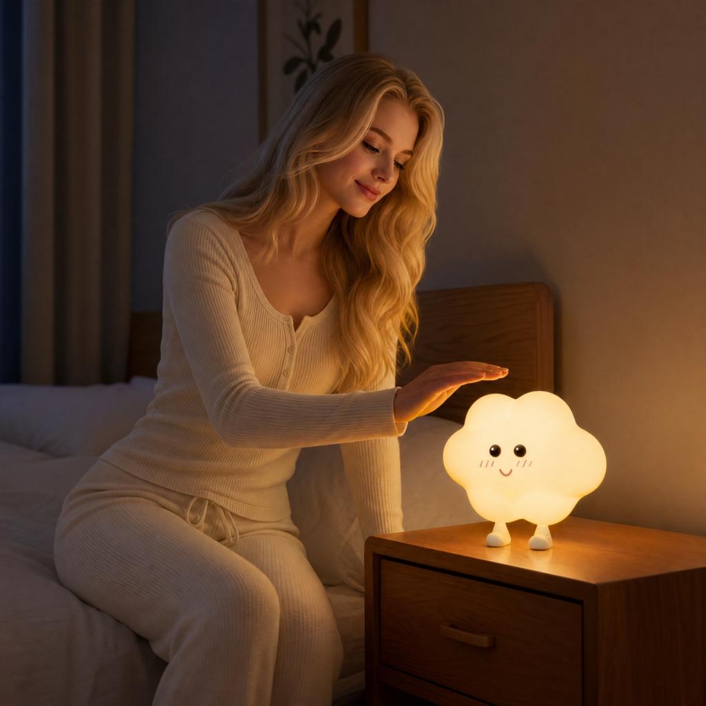 Silicone Magnetic Night Light with Star Moon Cloud Pattern, /Off Wall Lamp for Bedroom