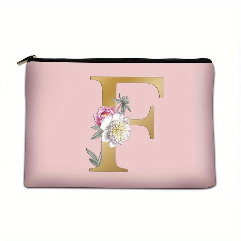Flower  Letter Print Zipper Storage Bag  Lightweight Versatile Pouch Trendy Clutch Bag