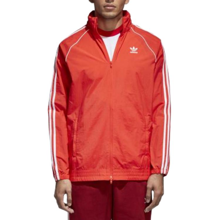 adidas Originals Trefoil Logo Sport Jacket Men Outerwear Red CW1310