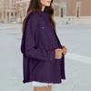 Women's Fashion Washed Denim Shirt Jacket With Frayed Hem Solid Color Outerwear