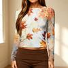 Women's Casual Slim Fit Long Sleeve Polka Dot Neck Blouse