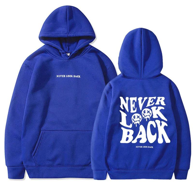 NEVER LOOK BACK Men and Women Fashionable Autumn Winter Fleece Streetwear Tops