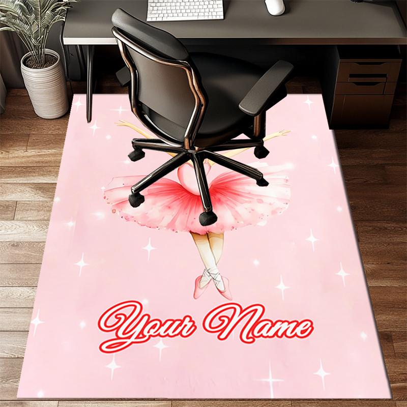 1PC Custom Name Ballerina Pink Theme Floor Mat Ideal for Living Room, Game Rooms, Office, Bedroom,Floor Mat Playful Design