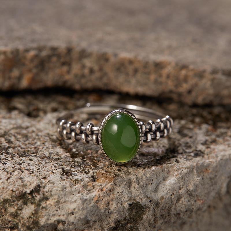 Bague Trésor Vintage Thaïlandaise Argent S925 Argent Sterling Jaspe Naturel Œil de Tigre Cyanite Colorée Bijoux pour Femmes